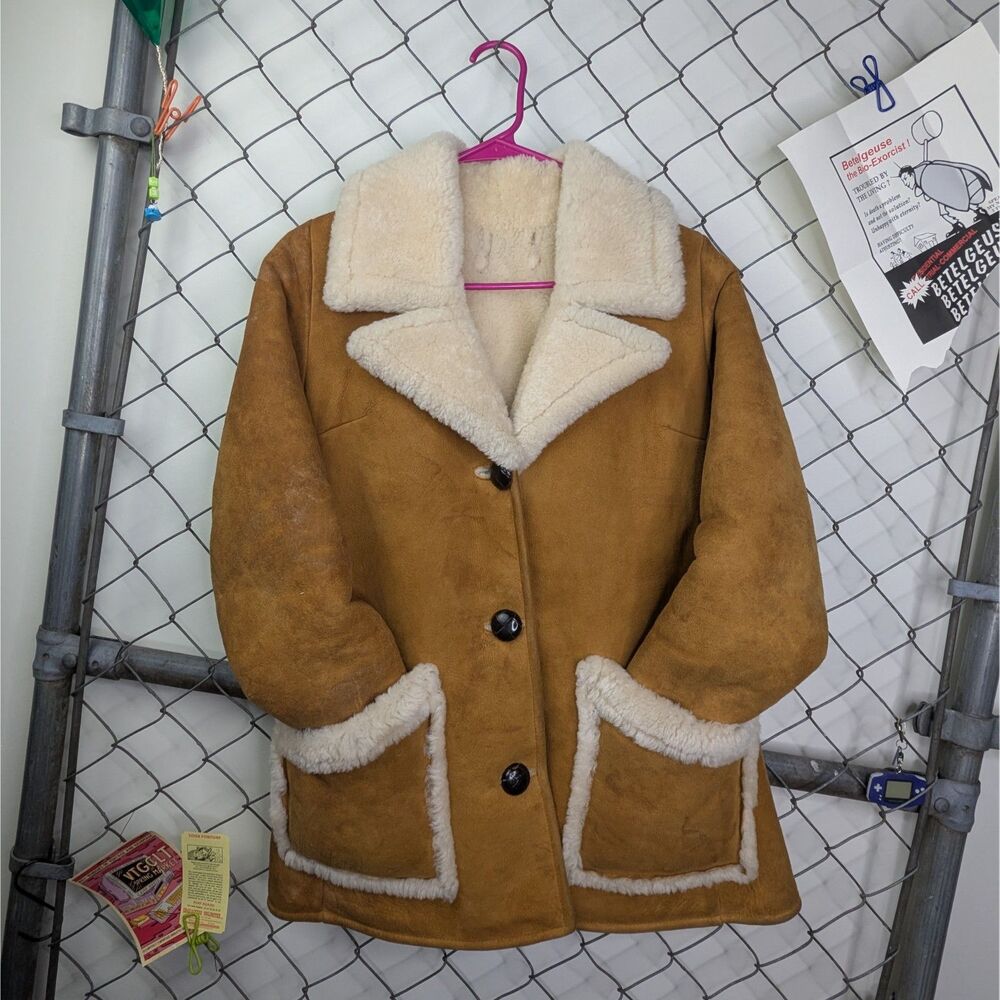70s Fingerhut Fashions Penny Lane Faux Shearling Suede Coat